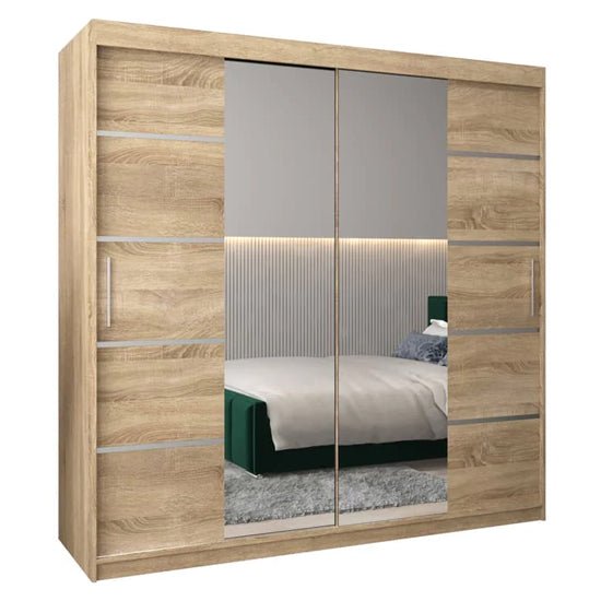 CHOICEWARDROBE Vevey 3 door Sonoma Oak sliding wardrobe with mirrored doors