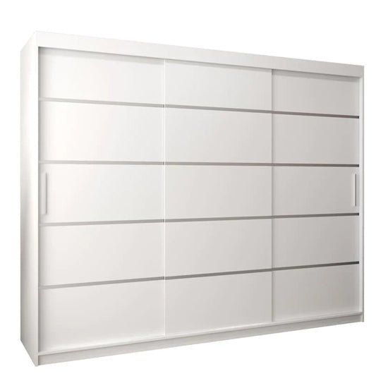 CHOICEWARDROBE Vevey 250cm matt white 3 door sliding wardrobe