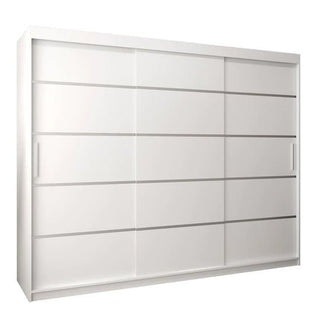 The CHOICEWARDROBE Vevey 3 Door Sliding Wardrobe (250cm, matt white) combines a sleek modern design with deep shelving and premium bedroom storage, ideal for a minimalist look and easy organization.