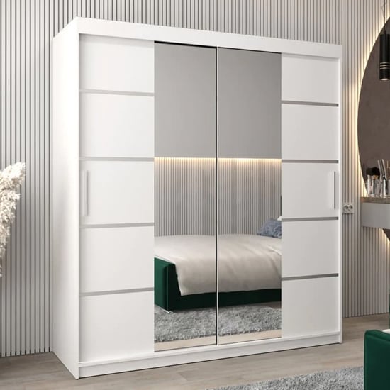 CHOICEWARDROBE Vevey III 180cm white mirrored sliding door wardrobe
