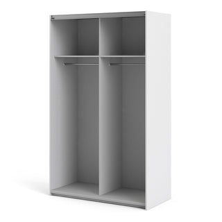 The CHOICEWARDROBE Vrok Oak & White Sliding Wardrobe features a sleek, modern dual-tone design with two sliding doors, shelves, and hanging rail—perfect for a sophisticated look in any contemporary space.