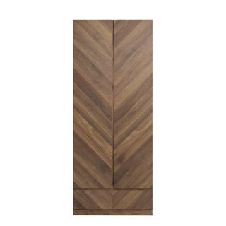 Cianna Wooden Wardrobe With 2 Doors 1 Drawer In Royal Walnut