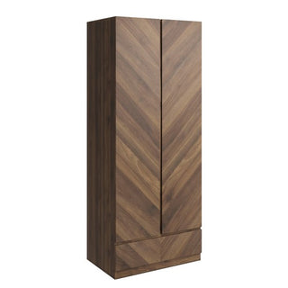 Cianna Wooden Wardrobe With 2 Doors 1 Drawer In Royal Walnut