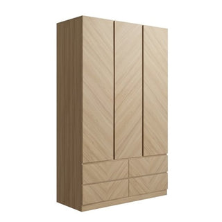 Cianna Wooden Wardrobe With 3 Doors 4 Drawers In Euro Oak