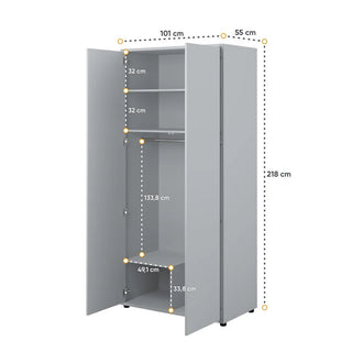 Clarion Wooden Wardrobe With 2 Doors In Grey