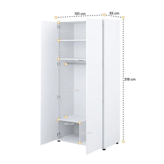 Clarion Wooden Wardrobe With 2 Doors In Matt White