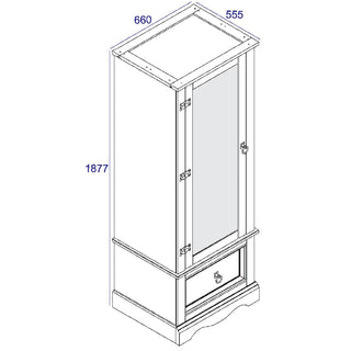 Consett Wooden Wardrobe With 1 Door 1 Drawer In Grey And Oak