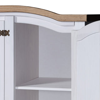 CHOICEWARDROBE Croydon 4 Door Wooden Wardrobe – White & Oak Top | Classic Rustic Bedroom Storage with Metal Hinges