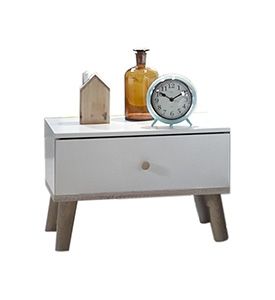 Berten 52cm bedside table in white and oak