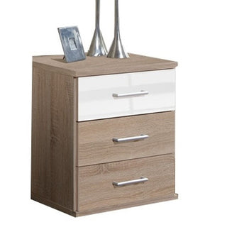 Gema 46cm bedside table in white and oak gloss