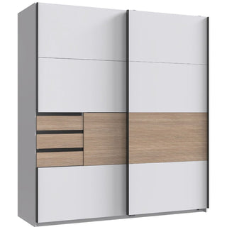 Bionic 180cm wardrobe in white — wood-effect drawer fronts