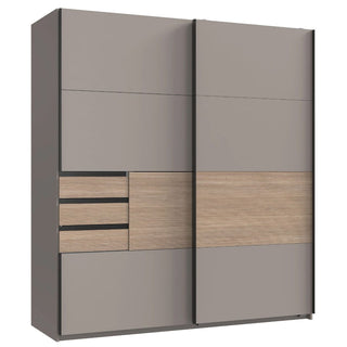 Bree 180cm wardrobe in grey — wood-effect drawer fronts