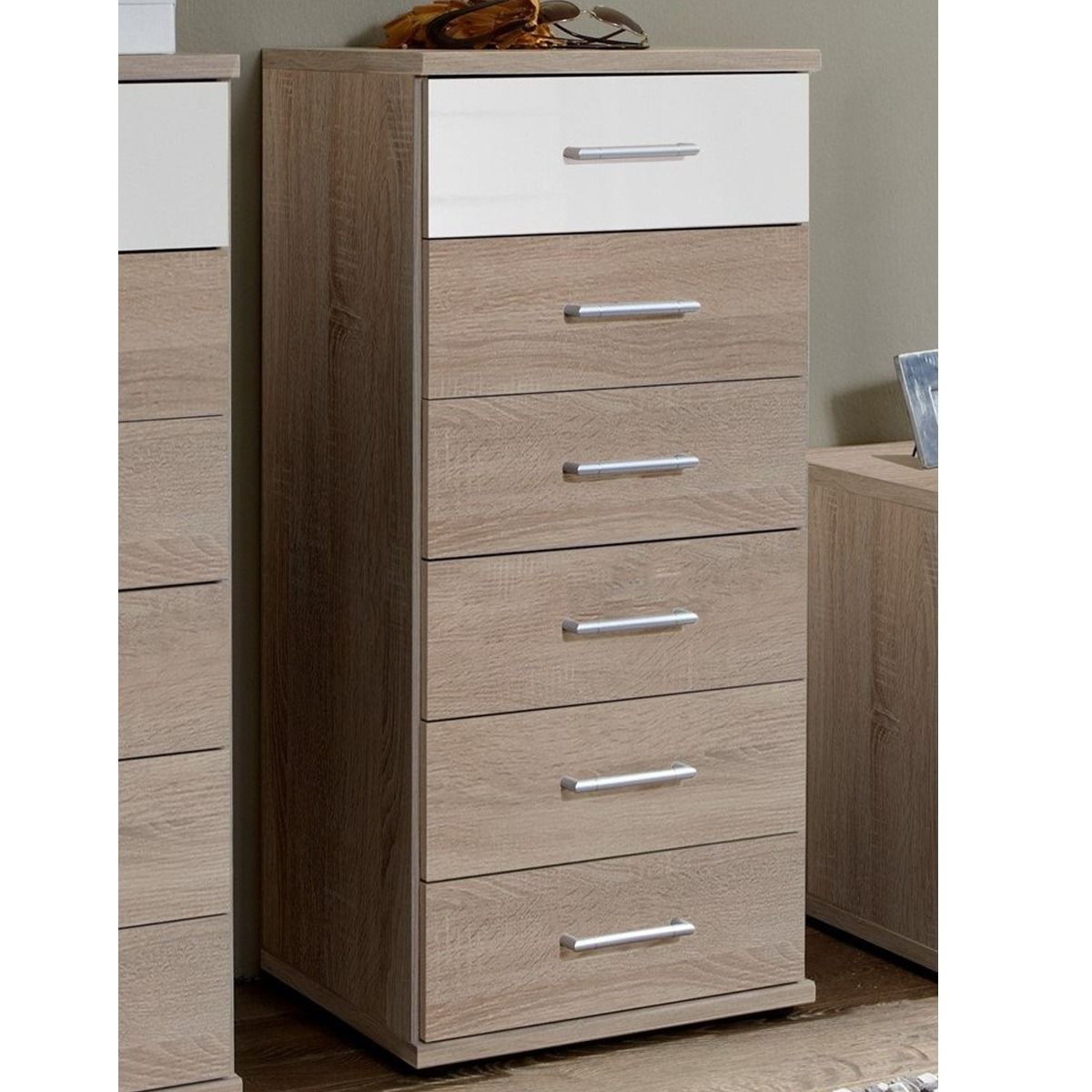 Laos 46cm chest of drawers in oak and white