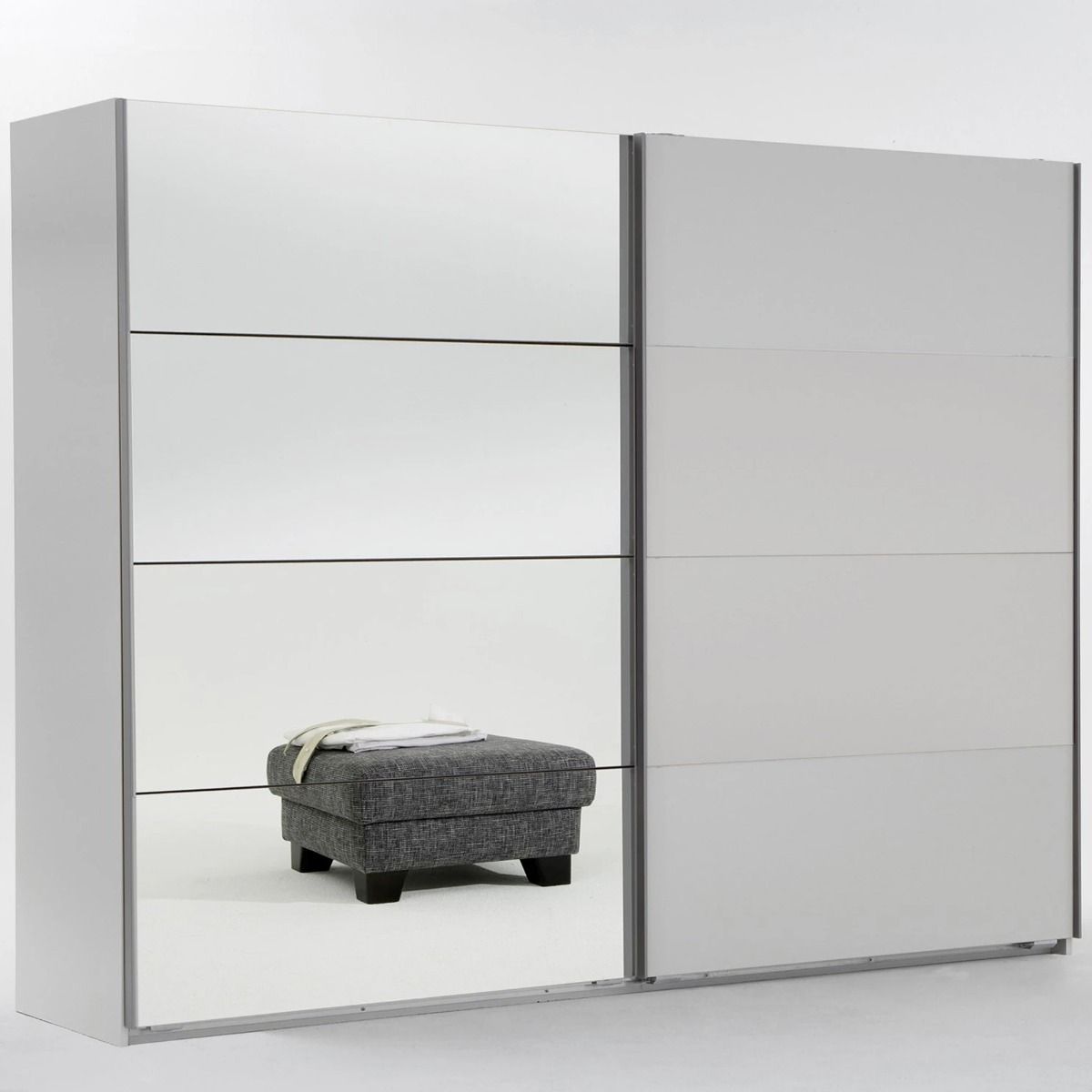 Erasmus 225cm wardrobe in white, with mirrored doors
