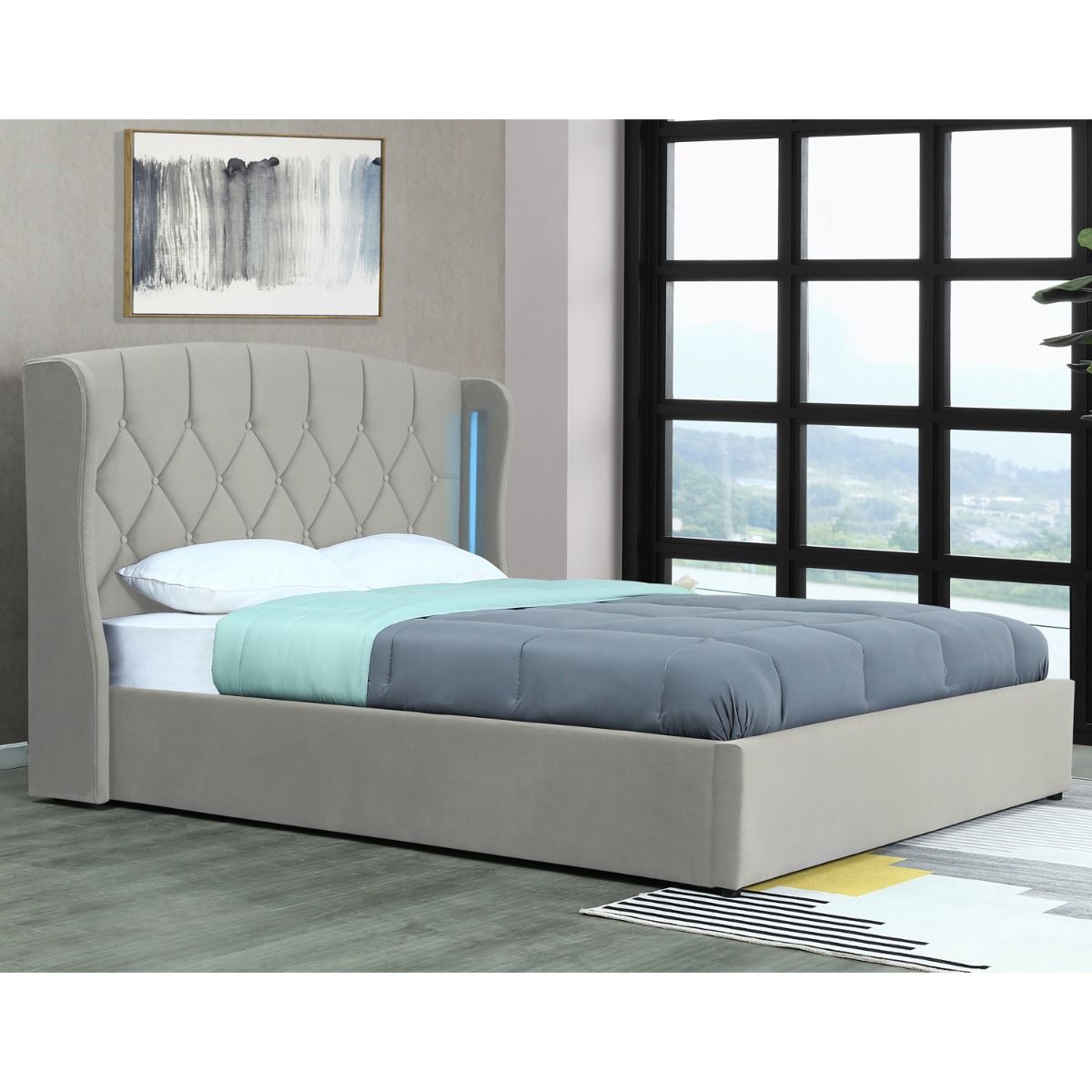 Stockport 158cm ottoman bed in silver