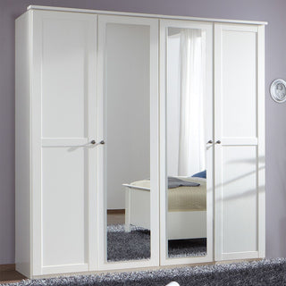 Conway 180cm wardrobe in white, with mirrored doors