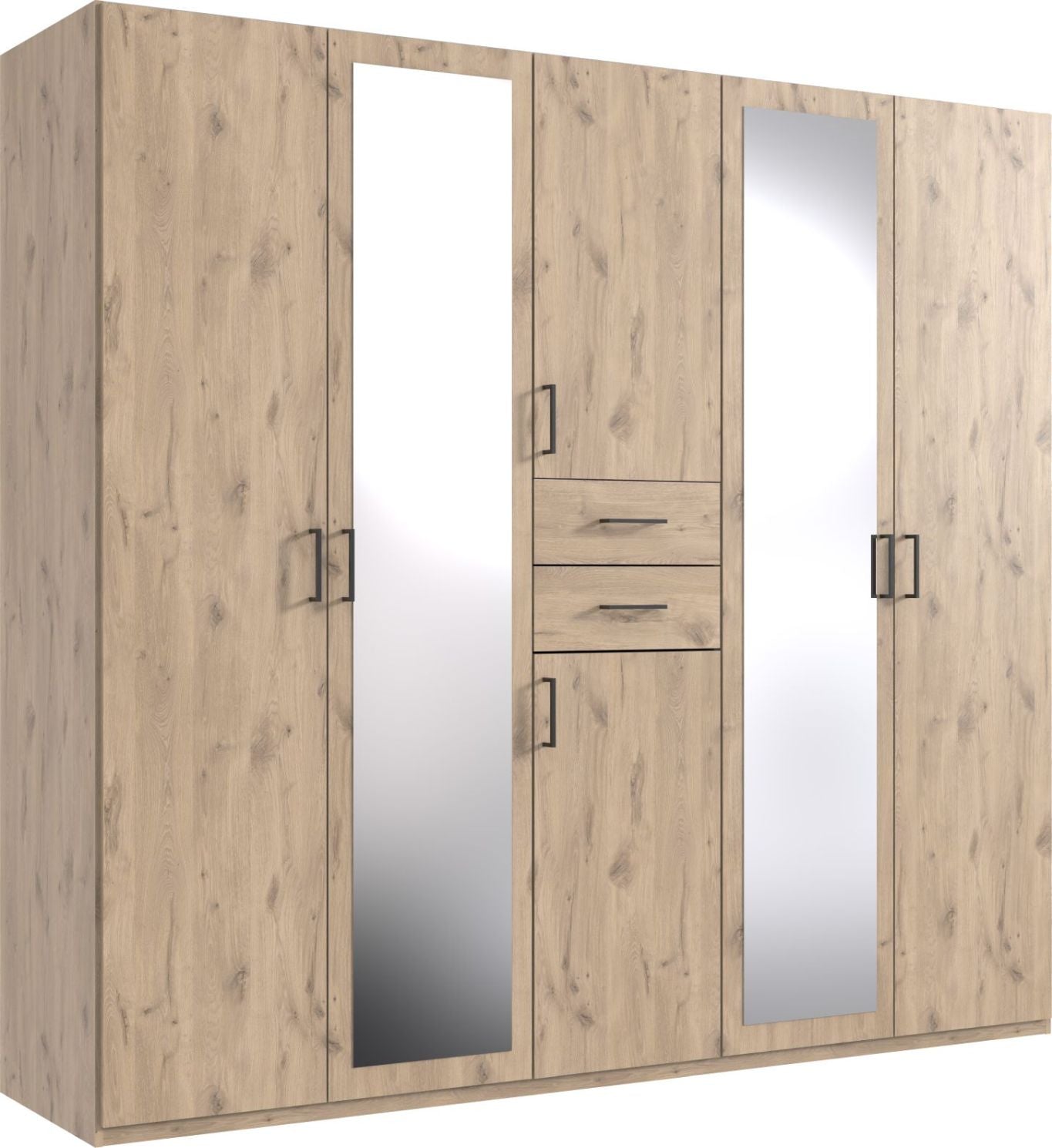 Docker 225cm wardrobe in oak, with mirrored doors