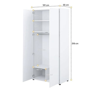 Cyan High Gloss Wardrobe With 2 Doors In White