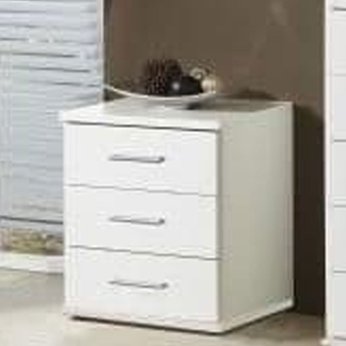 Olivia 45cm 3-Drawer Bedside Table - White — gallery view 2