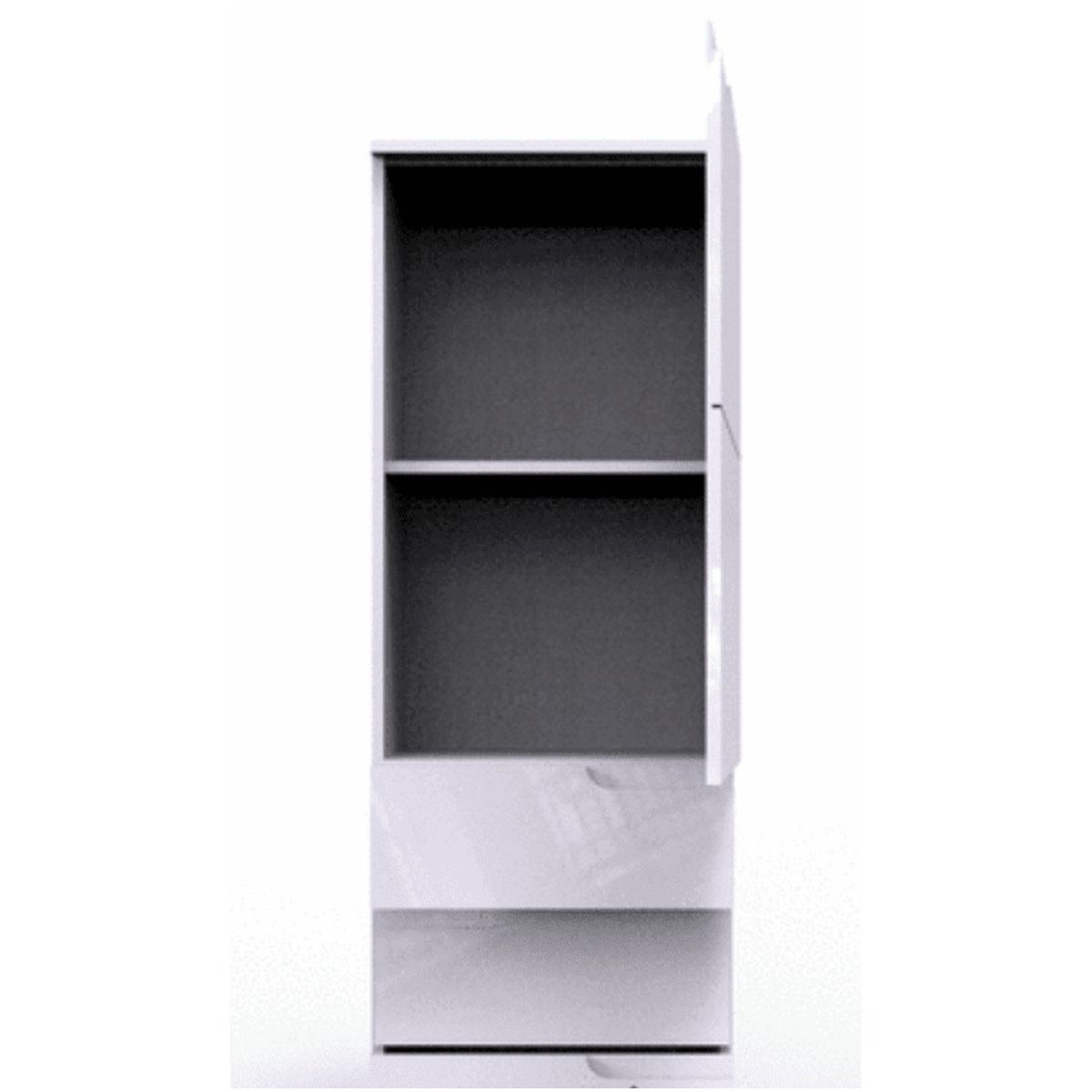 Viktoria 50cm Tallboy with Cupboard & 3 Drawers - White Gloss — gallery view 3