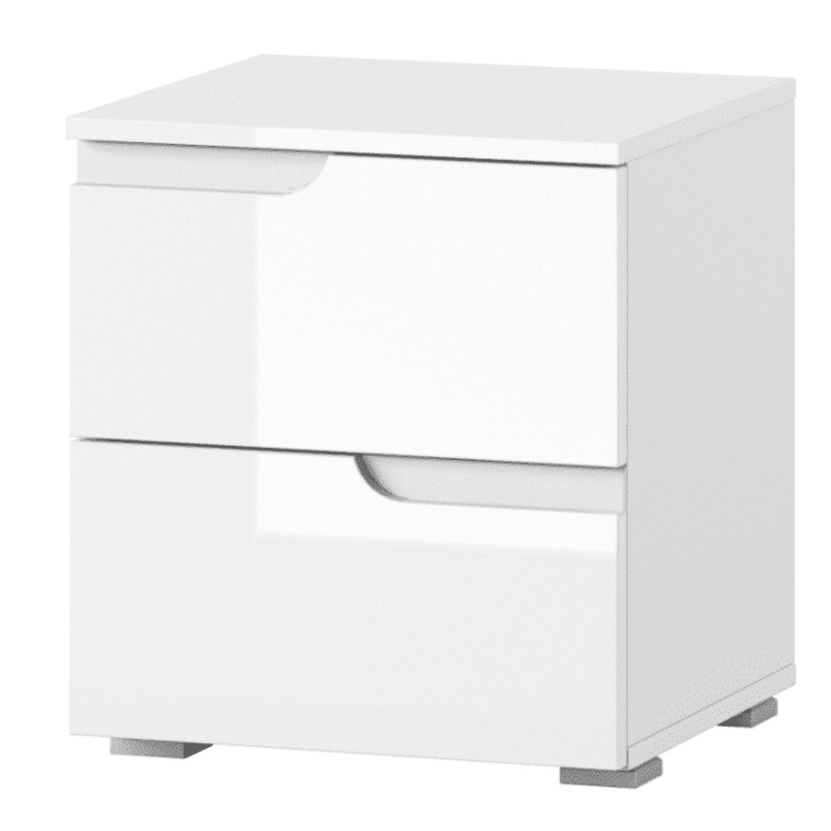 Viktoria 42cm 2-Drawer Bedside Table - White Gloss — gallery view 2
