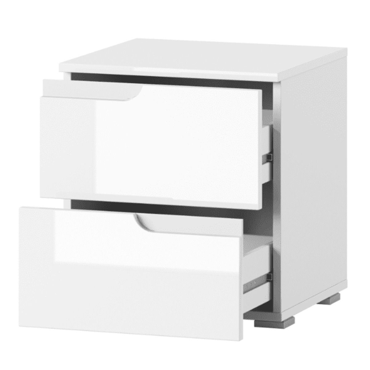 Viktoria 42cm 2-Drawer Bedside Table - White Gloss — gallery view 3