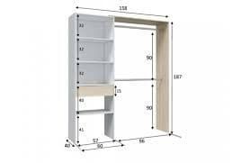 Cliftonova 158cm Open Wardrobe with Shelves - White & Oak Effect — gallery view 3