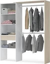 Cliftonova 158cm Open Wardrobe with Shelves - White & Oak Effect — gallery view 5