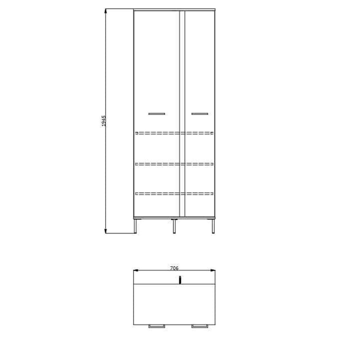 Sassari 70cm 2-Door Narrow Wardrobe - Artisan Oak Effect — gallery view 5