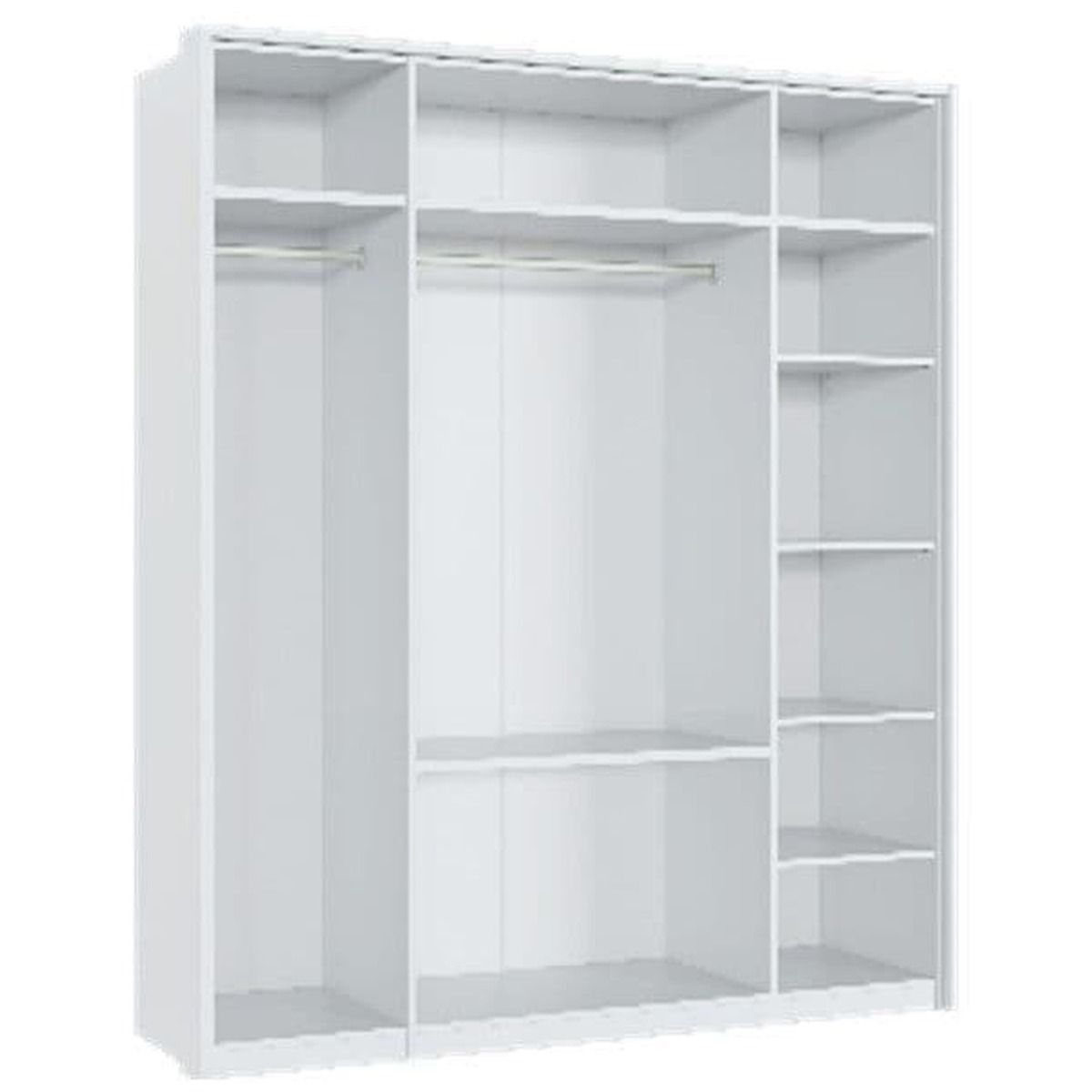 Angela 164cm 4-Door Mirrored Wardrobe with 2 Drawers - White Gloss — gallery view 3