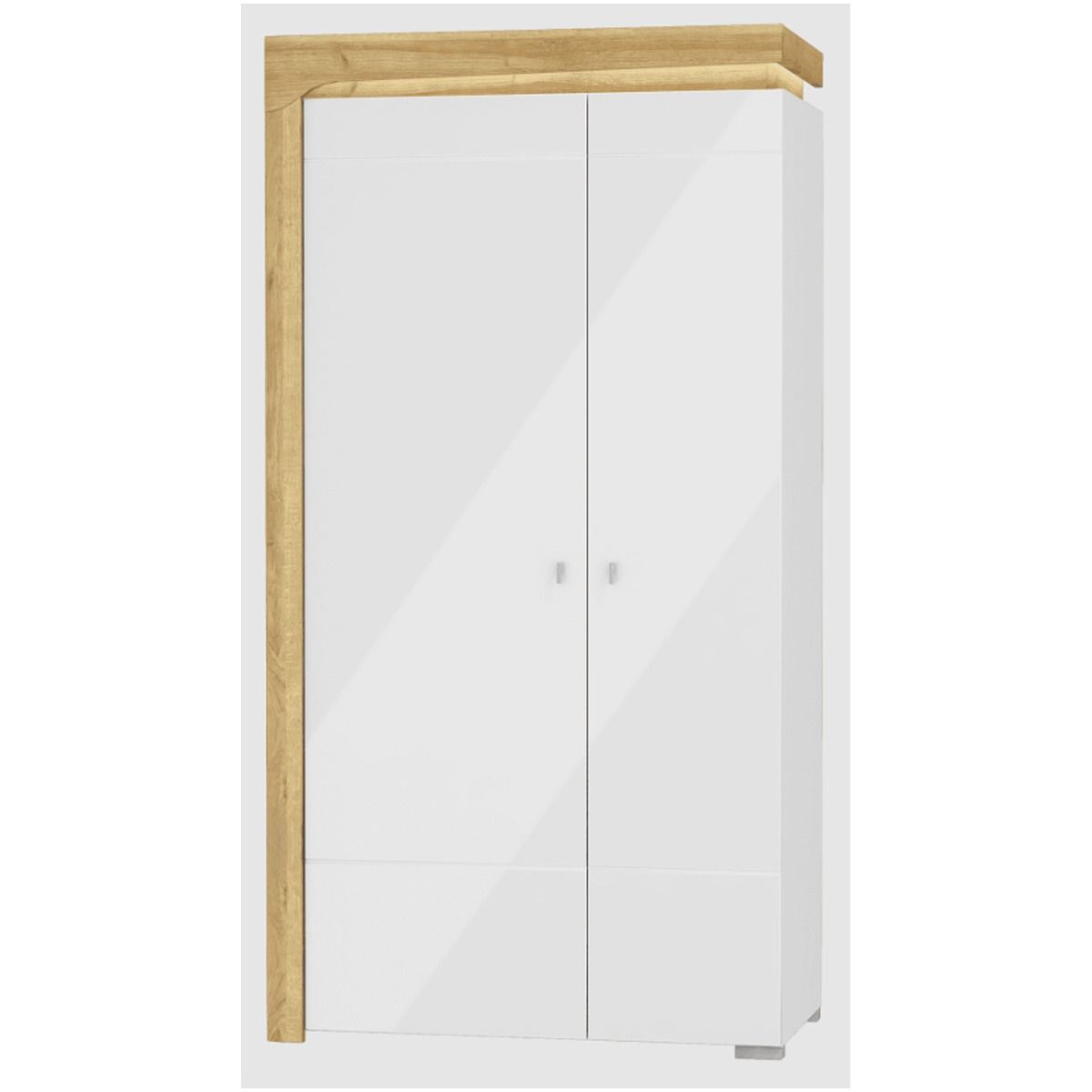 Carole 102cm 2-Door Wardrobe - Oak Effect & White Gloss — gallery view 3