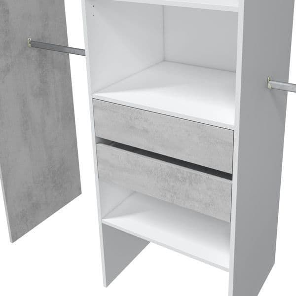 Guadalupique 179cm Open Wardrobe with 2 Drawers - Grey & White — gallery view 3