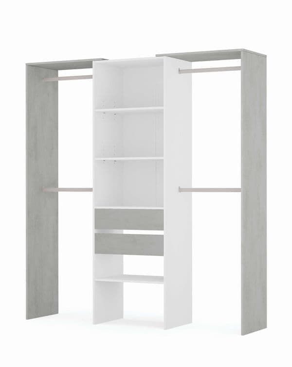 Guadalupique 179cm Open Wardrobe with 2 Drawers - Grey & White — gallery view 5