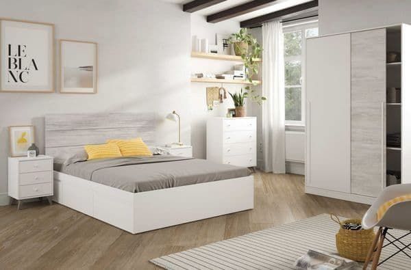 Colf 120cm 2-Door Sliding Wardrobe - White & White Oak Effect — gallery view 4