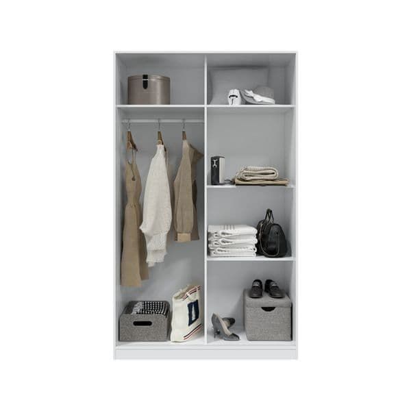 Colf 120cm 2-Door Sliding Wardrobe - White & White Oak Effect — gallery view 5