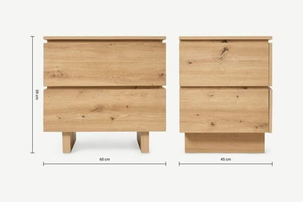 Tuna 60cm 2-Drawer Bedside Table - Artisan Oak Effect — additional product view