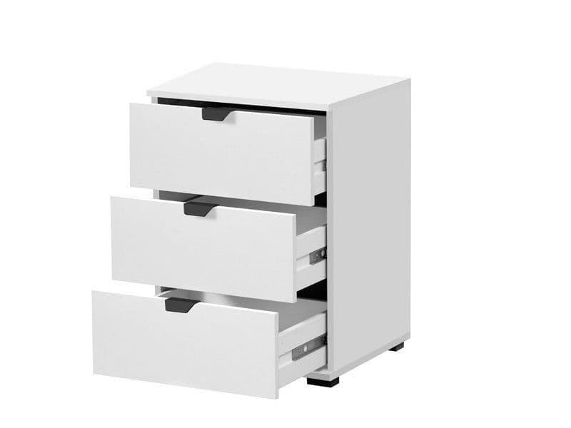 Higham 45cm 3-Drawer Bedside Table - Arctic White — gallery view 2