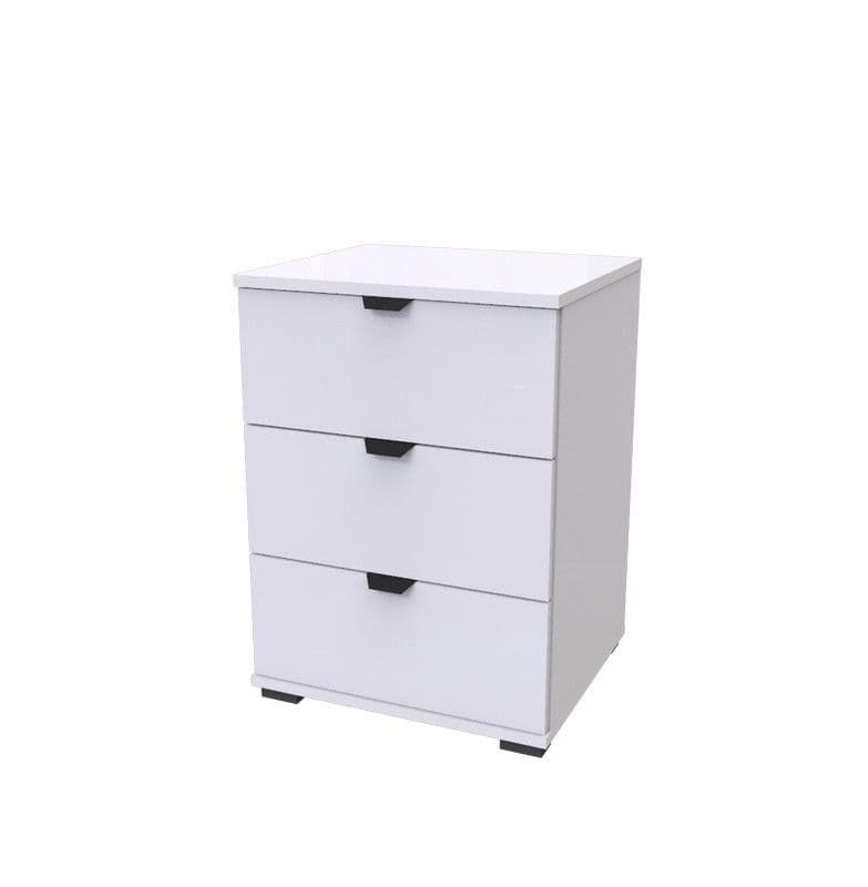 Higham 45cm 3-Drawer Bedside Table - Arctic White — gallery view 3