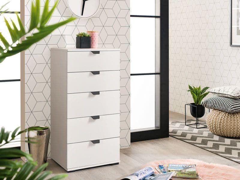 Higham 45cm 5-Drawer Narrow Chest - Arctic White — additional product view
