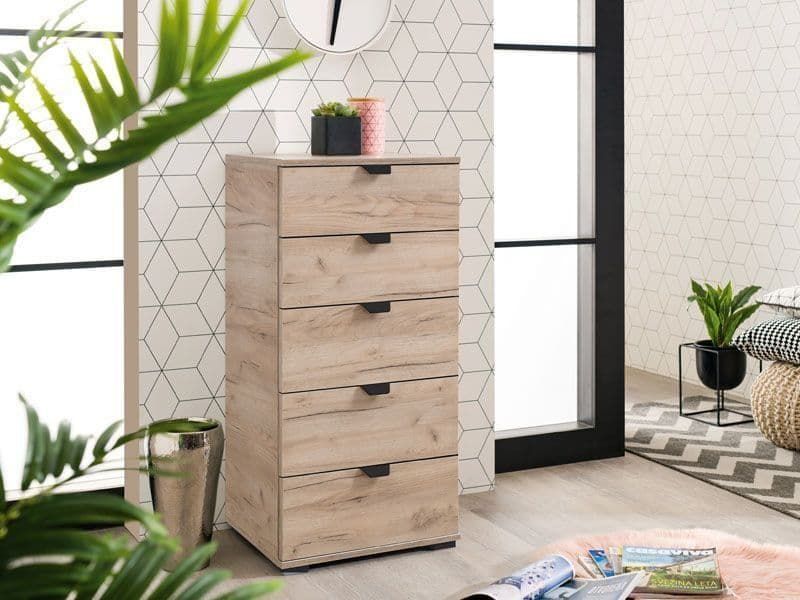 Higham 45cm 5-Drawer Narrow Chest - Oak Effect — additional product view