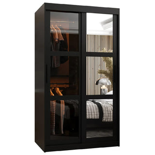 Danville Small Mirrored Wardrobe With 2 Sliding Doors In Black
