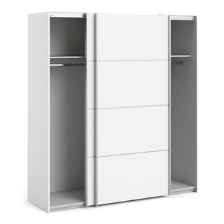 Dcap Wooden Small Wardrobe With 2 Sliding Doors In White