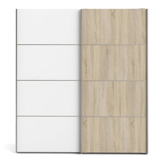 Dcap Wooden Small Wardrobe With 2 Sliding Doors In White Oak