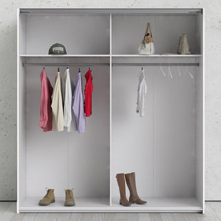 Dcap Wooden Small Wardrobe With 2 Sliding Doors In White Oak