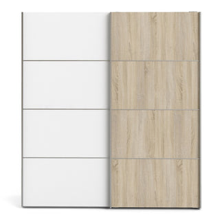 Dcap Wooden Large Wardrobe With 2 Sliding Doors In White Oak