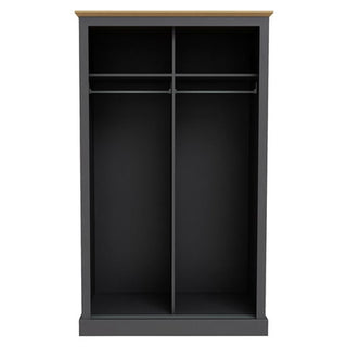 Devan Wooden Sliding Wardrobe With 2 Doors In Charcoal
