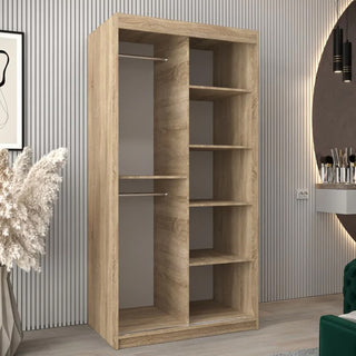 Eden Mirrored Wardrobe 2 Sliding Doors 100cm In Sonoma Oak