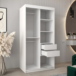 Eden Mirrored Wardrobe 2 Sliding Doors 100cm In White