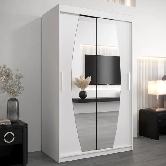 Eden 120cm white mirrored sliding door wardrobe