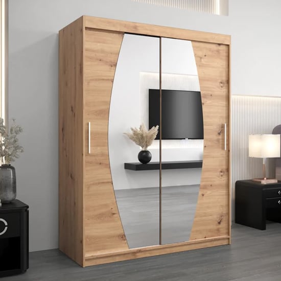 Eden 150cm white sliding wardrobe with two mirrored doors.